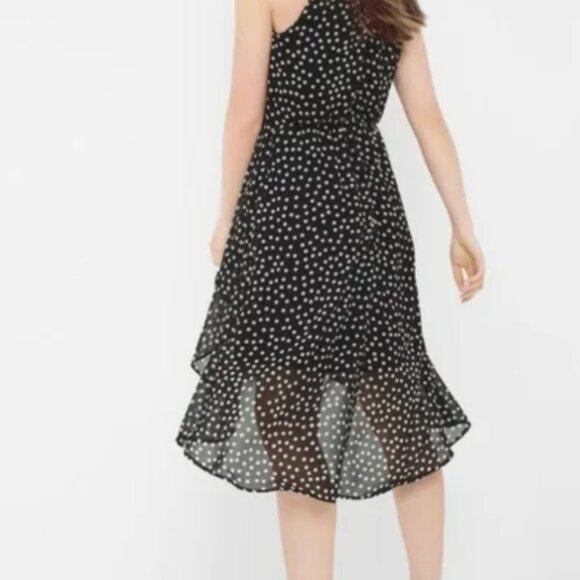 WHBM Halter Dress Women's Size 4 High Low Polka Dots Sleeveless Black White NEW - Picture 4 of 14